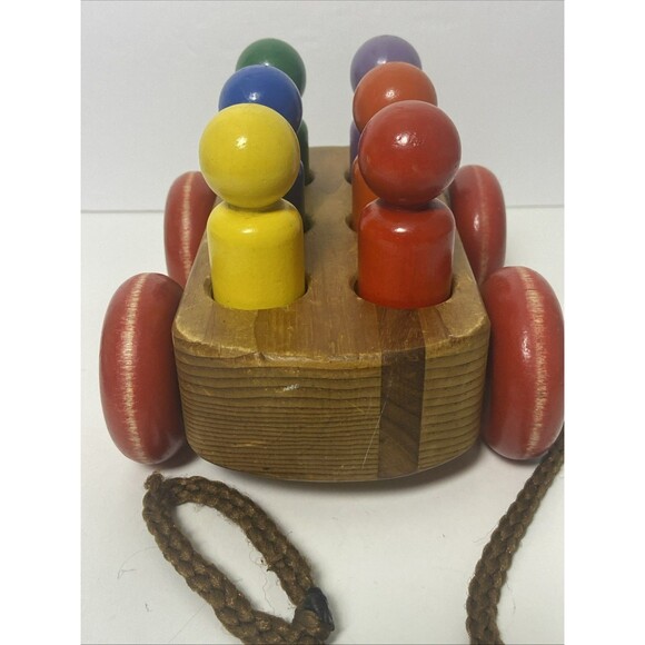 L.S. Ruth Wooden Rope Pull Toy 6 Pegs Toddler Learning Toy Made In USA - Picture 5 of 10